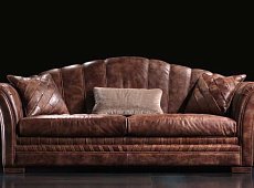 Sofa 3-seat PUSHKAR brown leather BEDDING