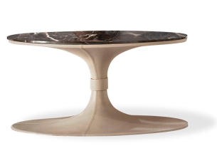 Coffee table leather with marble top (Oval or round) DONALD CORNELIO CAPPELLINI