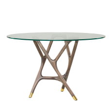 Dining Table round Joyce wood and Glass MORELATO