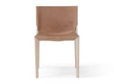 Tanned leather and wood chair STILT AMURA