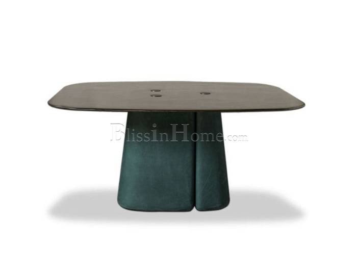 Rectangular dining table in glass and leather FANY BAXTER