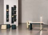 Desk with drawers in leather and stone ELLIPSE LIGHT UP BAXTER