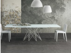 Dining table extending etched glass OCTA BONALDO