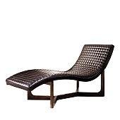 Chaise Longue leather and Mahogany PROVASI