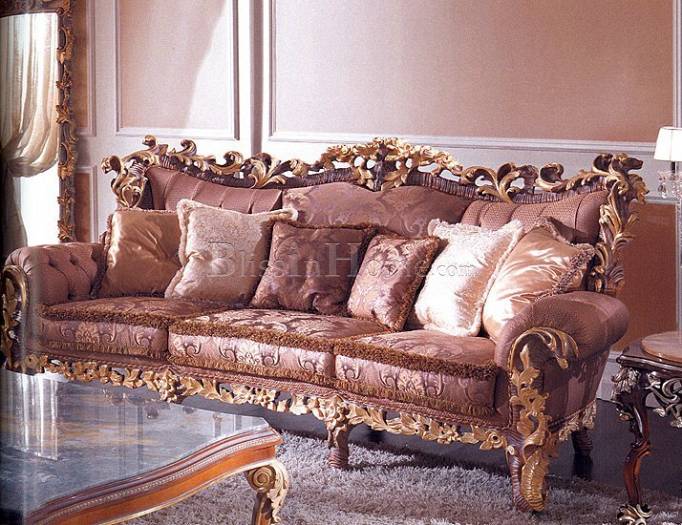 Sofa 3-seat carved gold details (4 pillows included) CEPPI 2946