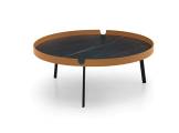 Round coffee table in leather and neolith GABRI BOLZAN LETTI