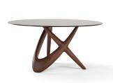 Round dining table wood and glass NX AMURA