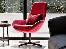 Swivel easy chair fabric with 4-spoke base high-back LINEAR 6 DITRE