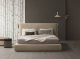 Double bed fabric with upholstered headboard CUFF BONALDO