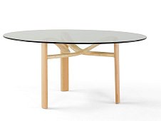 Round wood and glass dining table TWISTER AMURA