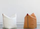 Pouf Mao Orange leather Bag Chair TONUCCI COLLECTION