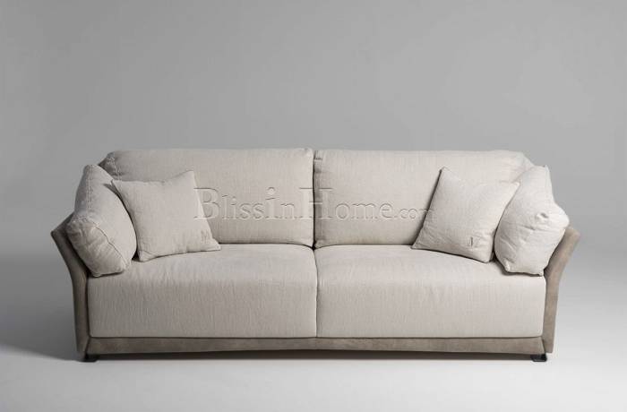 Sofa 3 seater linen and leather MANTELLASSI PACO