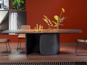 Rectangular nero marquina marble dining table MELLOW BONALDO