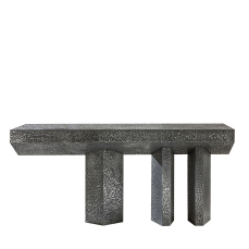 Console Imperfetto Asymmetrical 3-legged Liquid Metal Tin LAURA MERONI