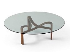 Round wood and glass coffee table TWISTER AMURA