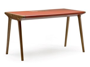 Rectangular wooden and leather writing desk SCRIBA AMURA