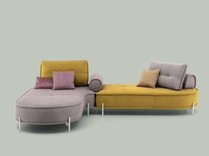 Sectional sofa curved fabric with removable cover DODO AERRE