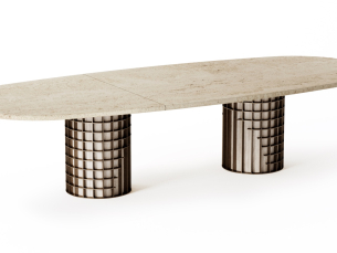 Dining table oval with n. 2 round bases SHAKE VOGUE