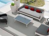 Sofa 3-seater black with gray and red Cushions CIPRIANI HOMOOD