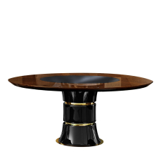 Dining Table round Victor brown with Lazy Susan AR ARREDAMENTI