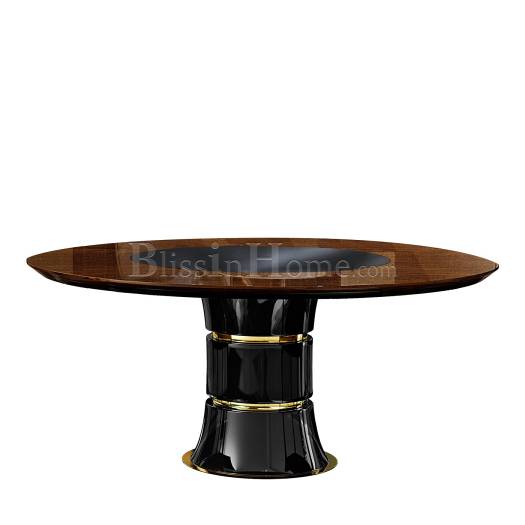 Dining Table round Victor brown with Lazy Susan AR ARREDAMENTI