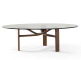 Round wood and glass coffee table TWISTER AMURA