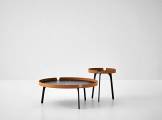 Round coffee table in leather and neolith GABRI BOLZAN LETTI
