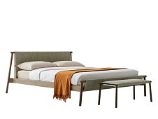 Double bed with fabric and wooden structure JACK BOLZAN LETTI