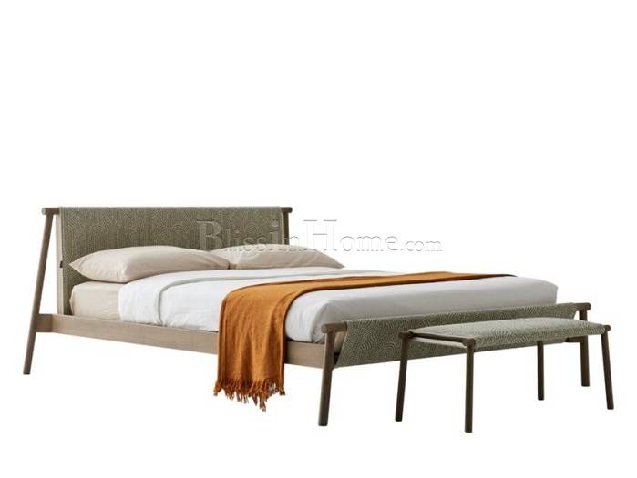 Double bed with fabric and wooden structure JACK BOLZAN LETTI