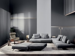 Sofa corner leather grey 01BD2C5 Broadway ALBERTA