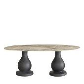 Outdoor Dining Table Ottocento Jet black and Cementino Oval SLIDE