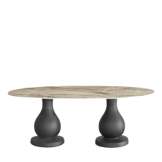 Outdoor Dining Table Ottocento Jet black and Cementino Oval SLIDE