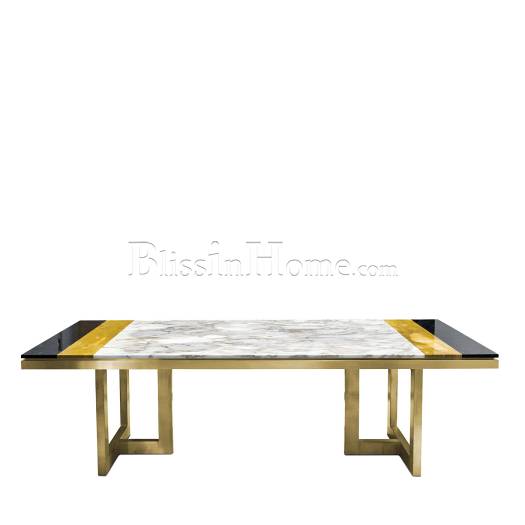 Dining Table Otello in Calacatta and Marquina marbles CHIARA PROVASI