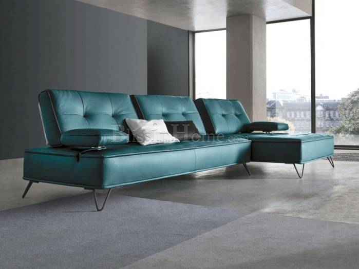 Sofa 3-seater leather with chaise longue DENERIS PLUS AERRE
