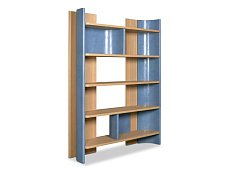 Open wooden and leather bookcase JONI BAXTER