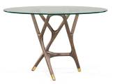 Dining Table round Joyce wood and Glass MORELATO