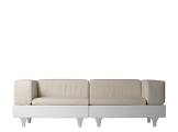 Outdoor Sofa 2-seater Happylife white and beige SLIDE