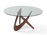 Round dining table wood and glass NX AMURA
