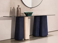 Rectangular console in glass and leather FANY BAXTER