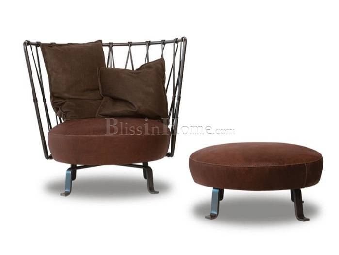 Armchair leather with footstool PEDRO BAXTER