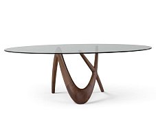 Oval dining table wood and glass NX AMURA
