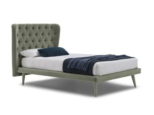 Single bed velvet 90x200 with tufted headboard SELENE BOLZAN LETTI