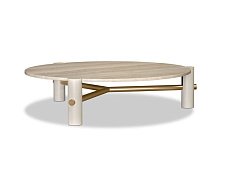 Coffee table round low with stone top THALATHA BAXTER