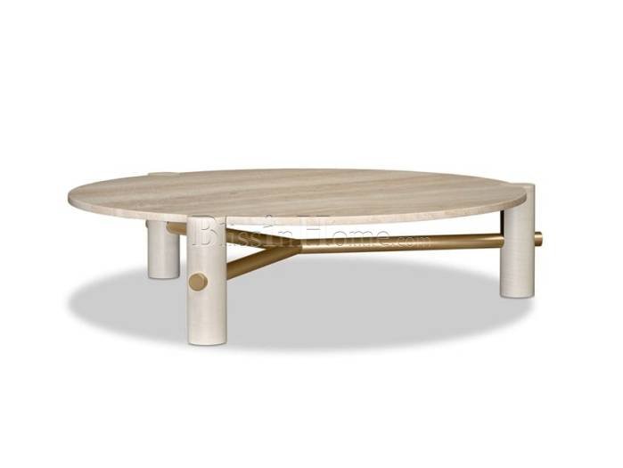 Coffee table round low with stone top THALATHA BAXTER