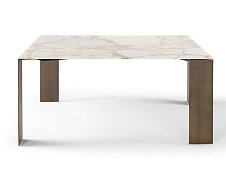 Square dining table marble with metal sheet base EXILIS AMURA