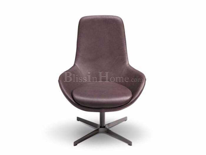 Swivel easy chair leather with 4-spoke base high-back LINEAR 4 DITRE