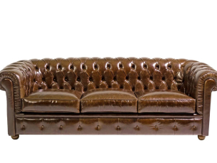 Sofa 3-seater MANTELLASSI CHESTER brown leather