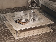 Coffee table square metal and Calacatta marble LALIQUE MANTELLASSI