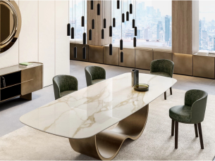 Dining table with painted metal base EFORMA ALISEI_ceramic top