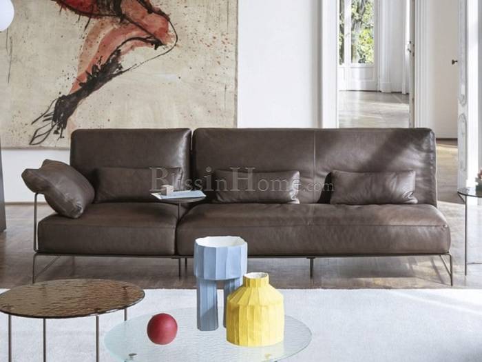 3-seater sofa leather with removable cover RITO DESIREE